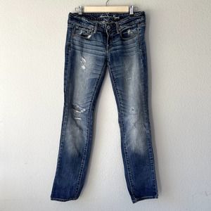American Eagle Stretch Distressed Skinny Jeans Size 6